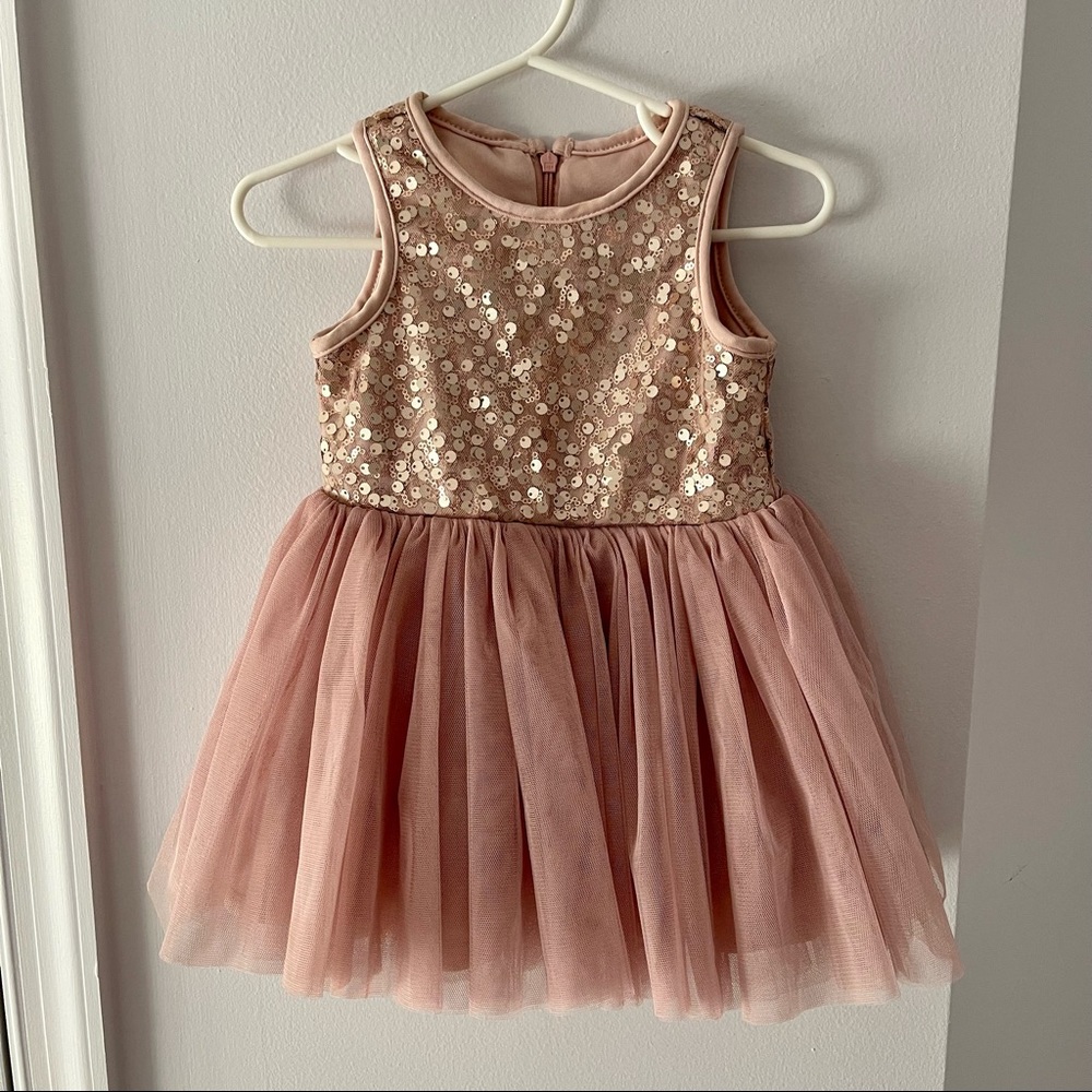 🔥3/$30- Blush sequin and tulle dress - pageant - wedding - formal